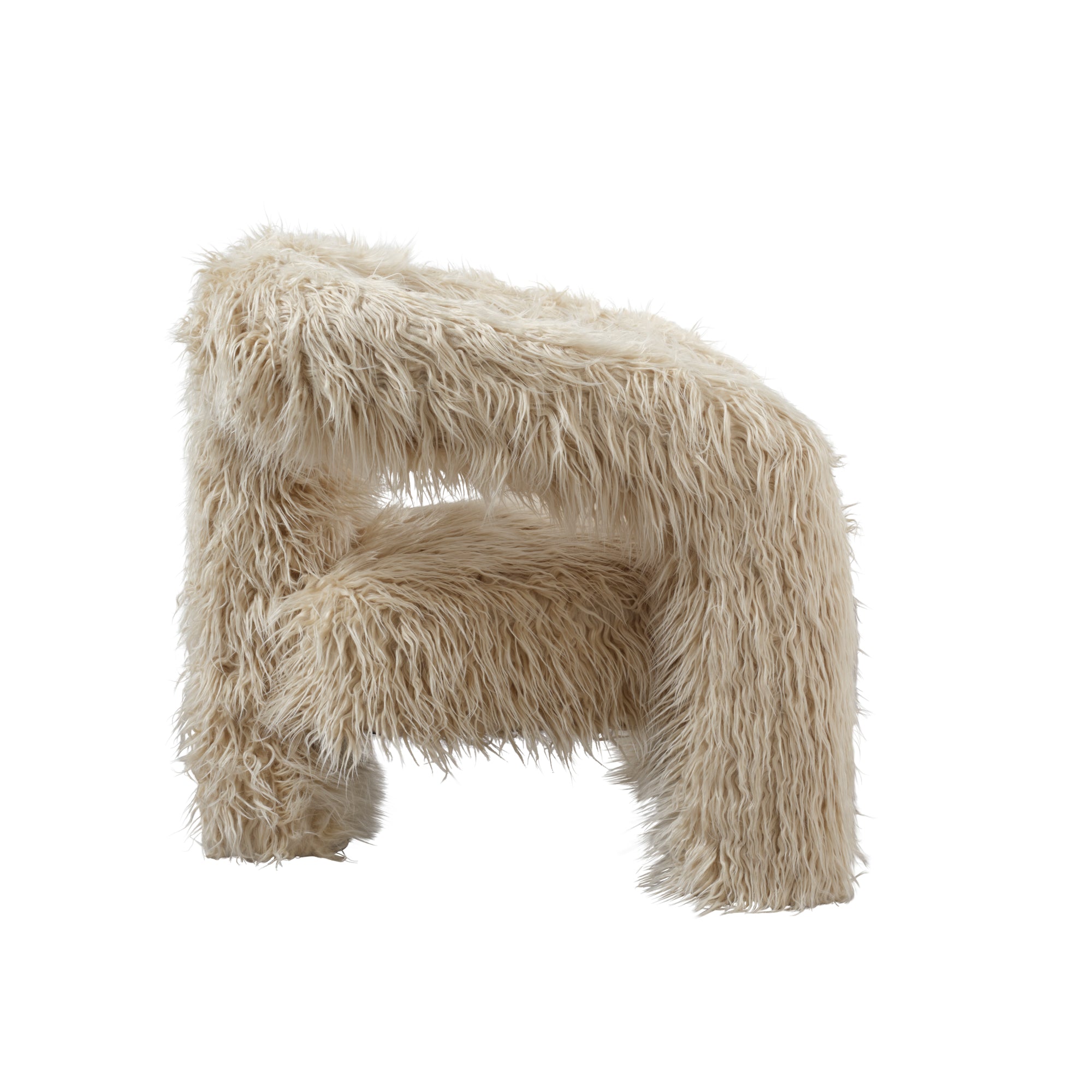 Freyja Ivory Faux Mongolian Fur Tripod Accent Armchair